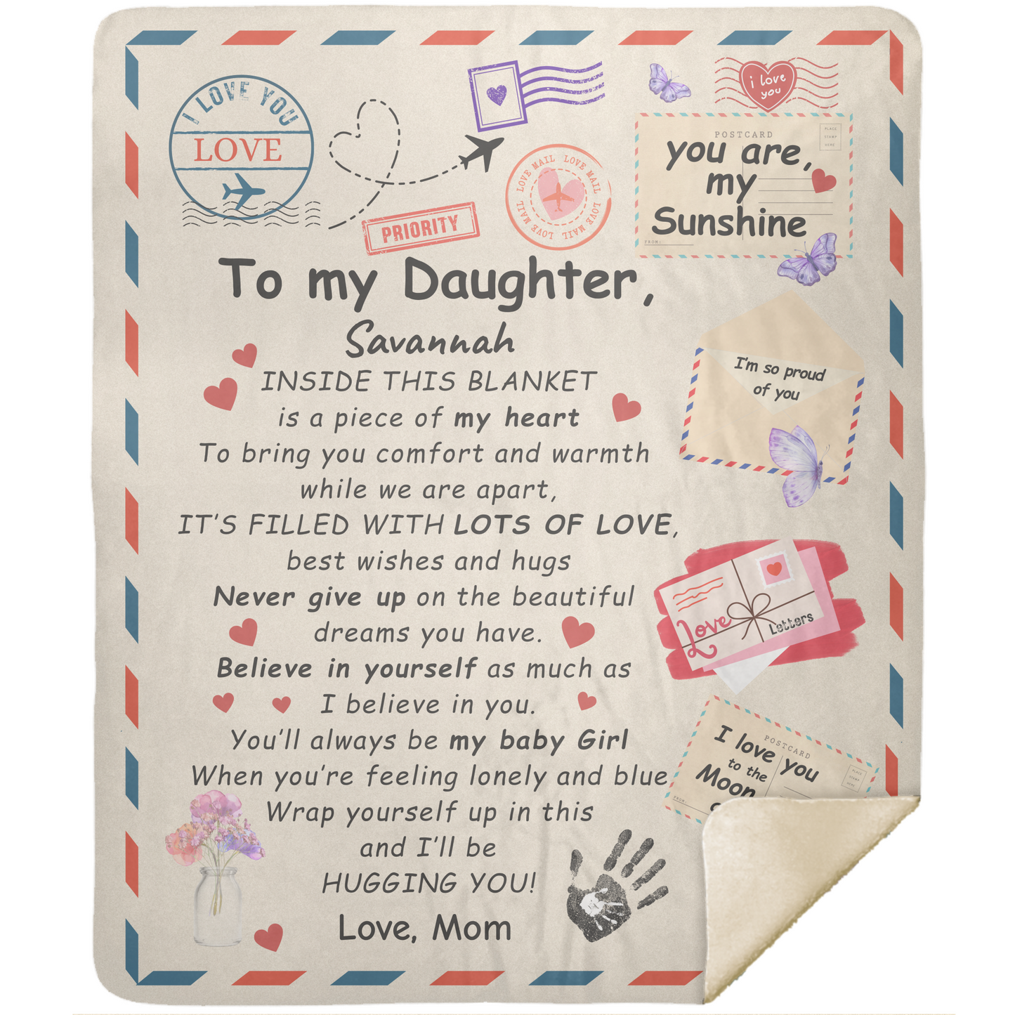 Postage Stamp To My Daughter | Cozy Plush Fleece Blanket | Premium Mink Sherpa Blanket