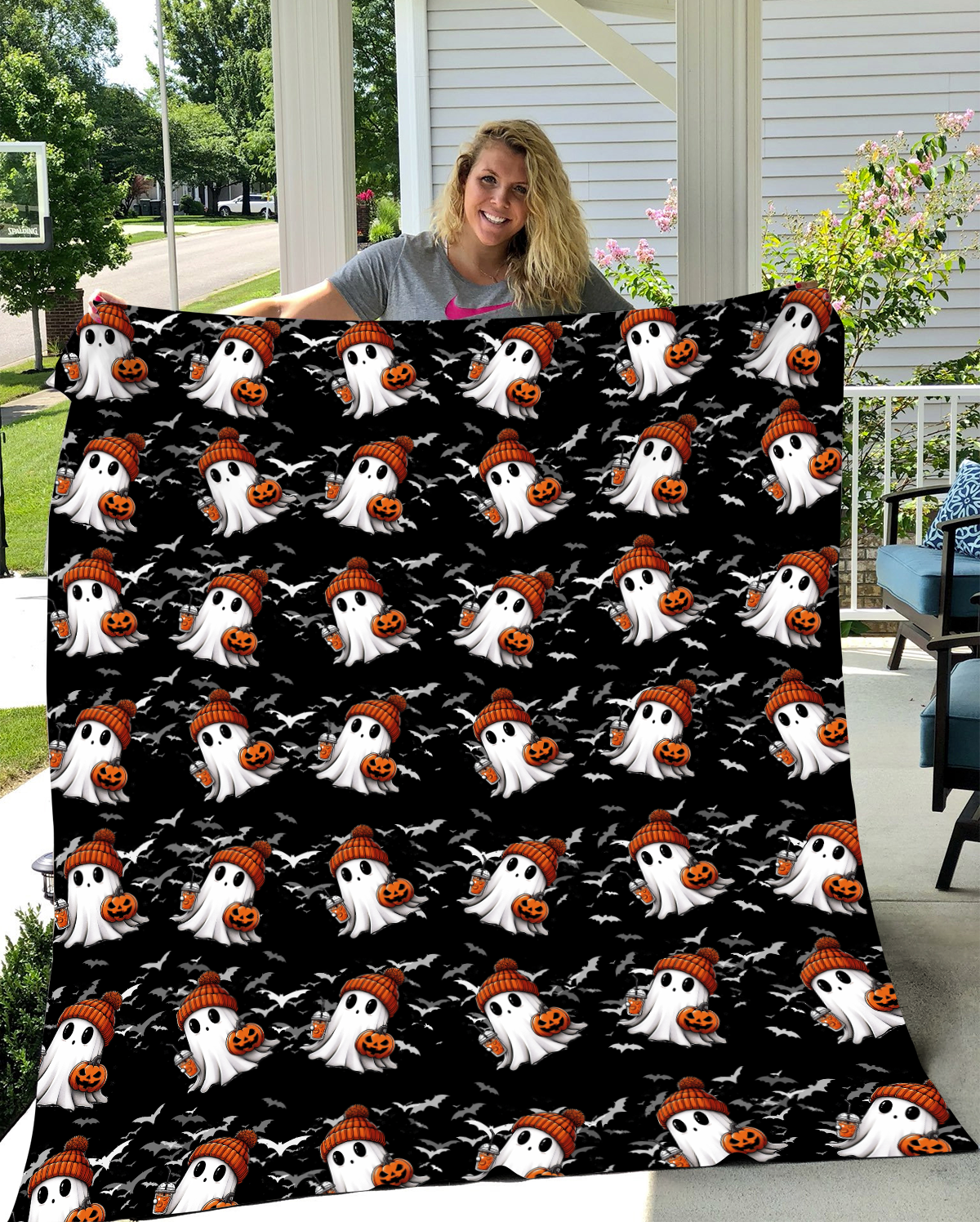 Boo Ghost - Velveteen Plush & Premium Mink Sherpa Fleece Blankets