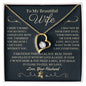 To My Beautiful Wife | Forever Heart Necklace with Gold Message Design