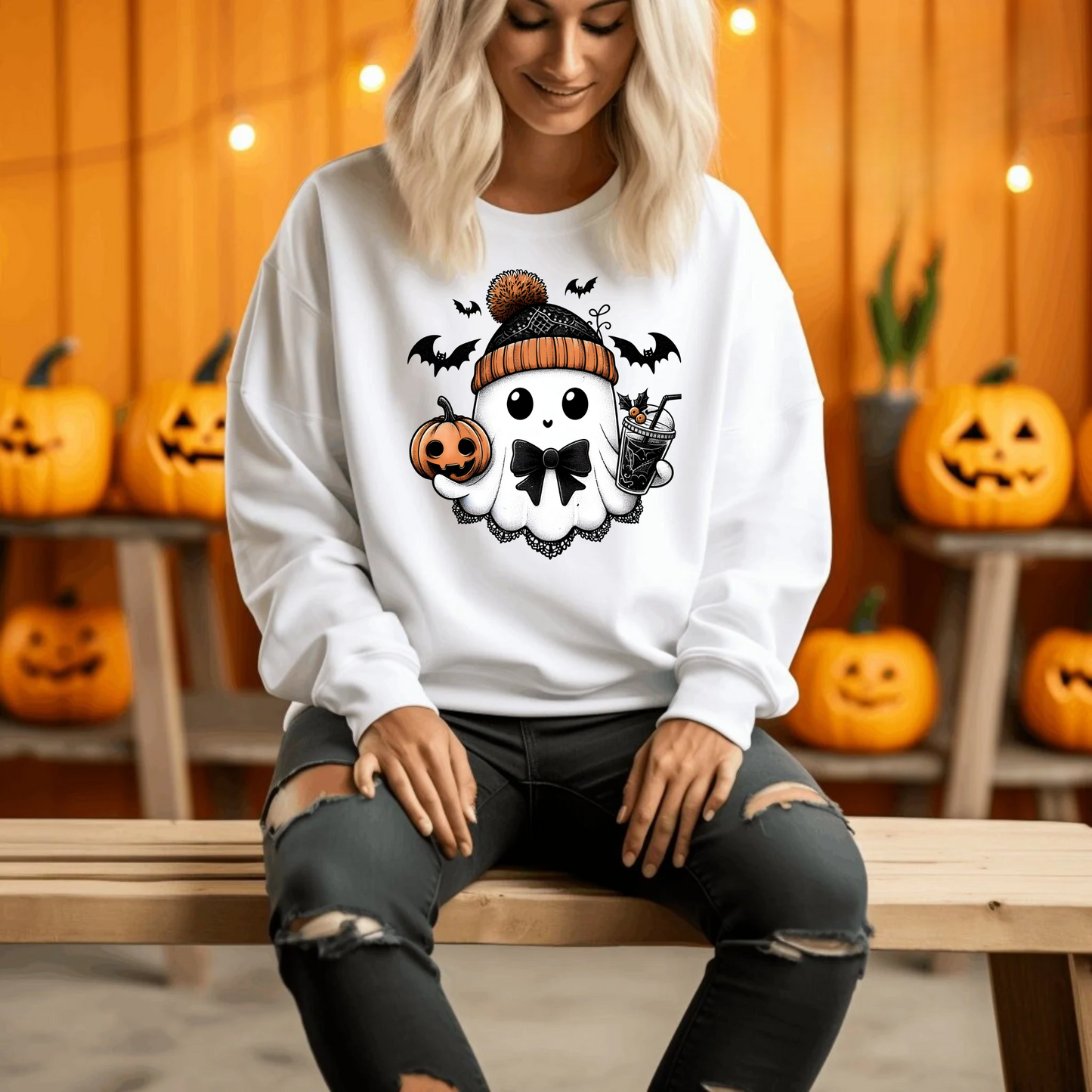 Cute Ghost - Binky Unisex Heavy Blend Sweatshirt | Cute Fall Binky Ghost Halloween Sweater | Cute Boo Shirt | Ghost with the Most