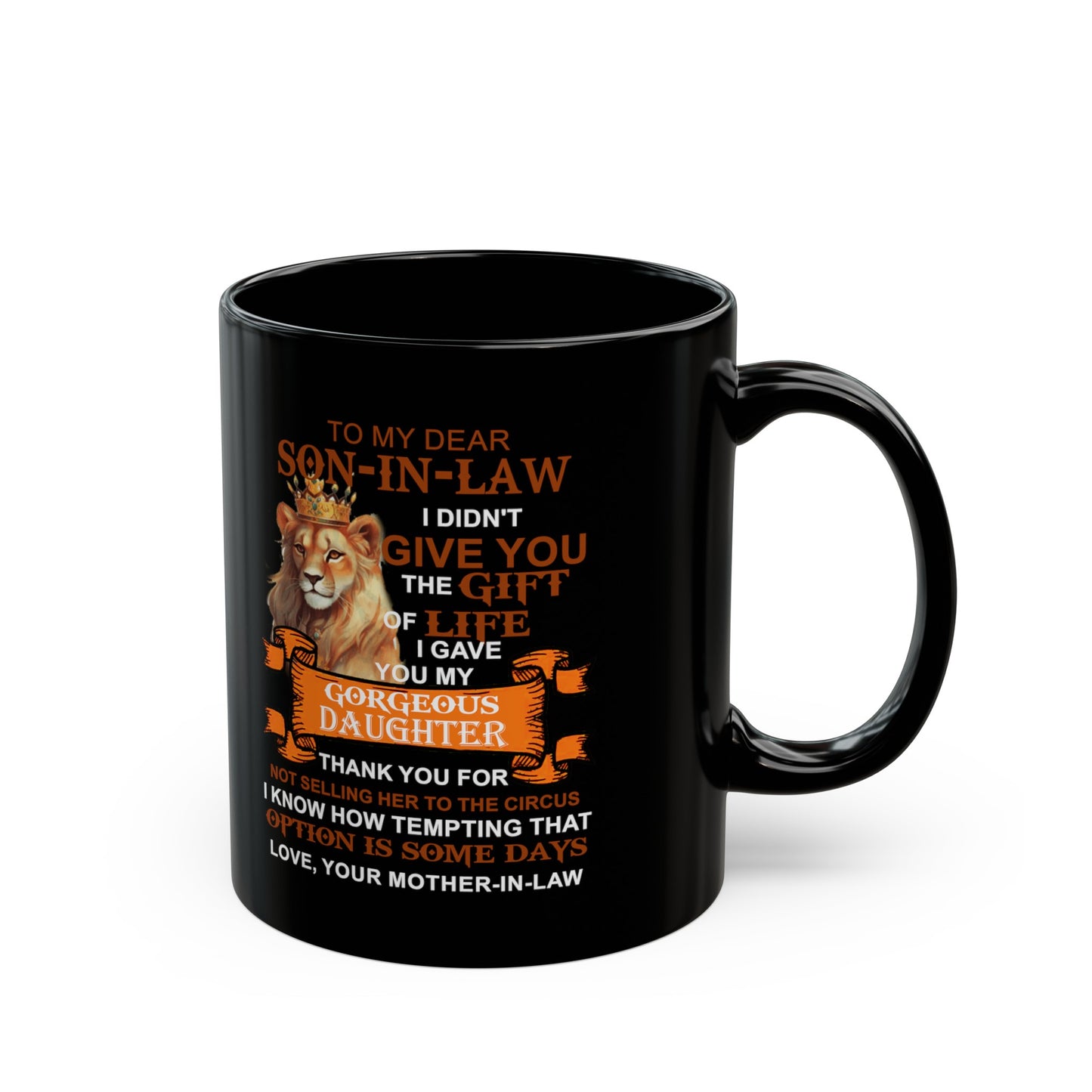 To My Son-In Law | Black Coffee Mug | Gift From Mother in Law