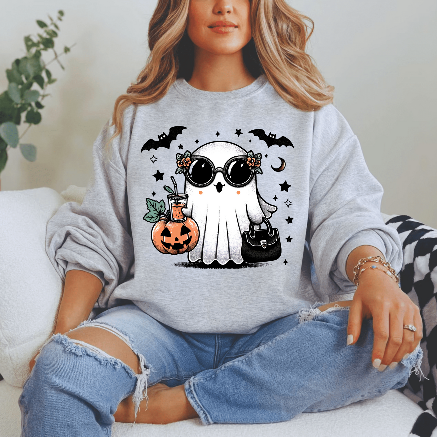 Cute Ghost - Hollie Unisex Heavy Blend Sweatshirt | Cute Fall Hollie Ghost Halloween Sweater | Cute Boo Shirt | Ghost with the Most