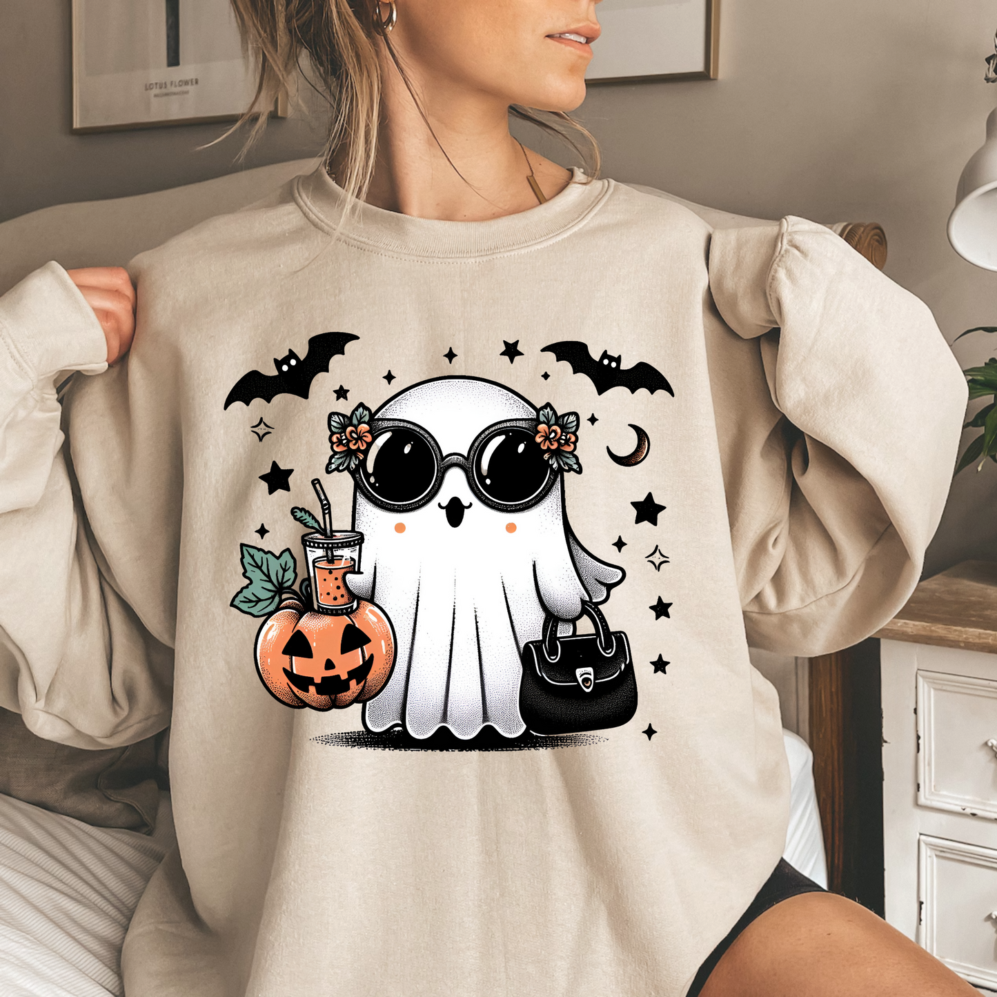 Cute Ghost - Hollie Unisex Heavy Blend Sweatshirt | Cute Fall Hollie Ghost Halloween Sweater | Cute Boo Shirt | Ghost with the Most