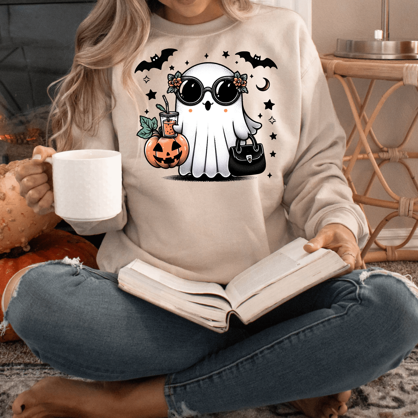 Cute Ghost - Hollie Unisex Heavy Blend Sweatshirt | Cute Fall Hollie Ghost Halloween Sweater | Cute Boo Shirt | Ghost with the Most