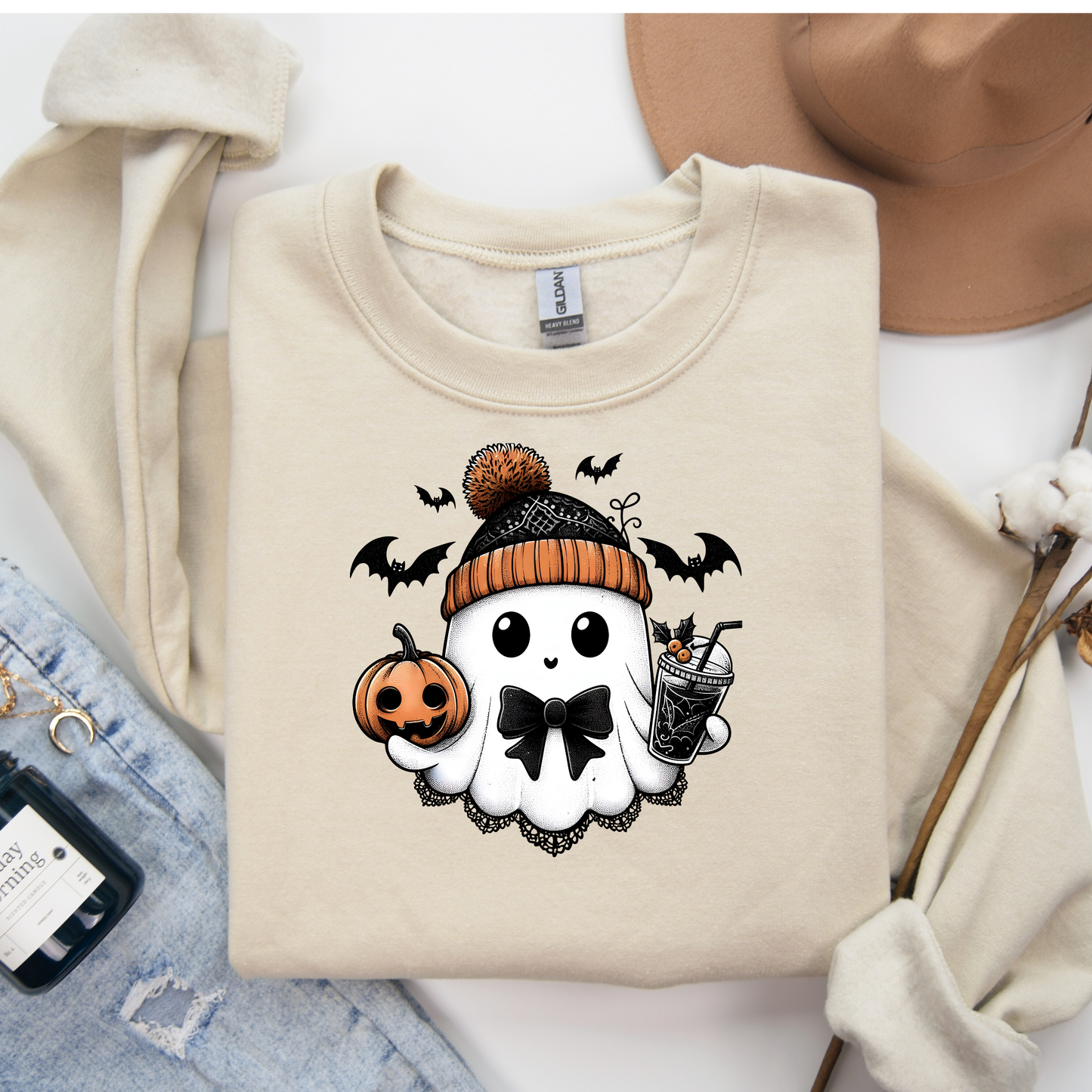 Cute Ghost - Binky Unisex Heavy Blend Sweatshirt | Cute Fall Binky Ghost Halloween Sweater | Cute Boo Shirt | Ghost with the Most