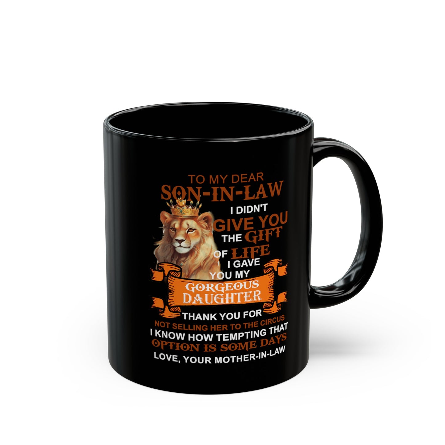 To My Son-In Law | Black Coffee Mug | Gift From Mother in Law