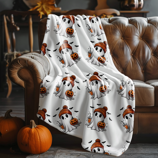 Boo Ghost - Velveteen Plush & Premium Mink Sherpa Fleece Blankets