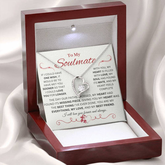 To My Soulmate | Forever Heart Necklace with Red Message Design