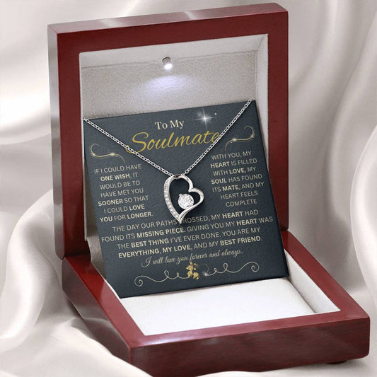 To My Soulmate | Forever Heart Necklace with Gold Message Design