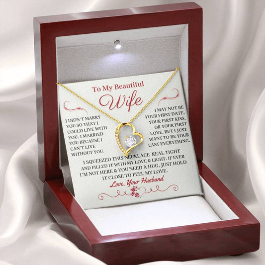 To My Beautiful Wife | Forever Heart Necklace with Red Message Design