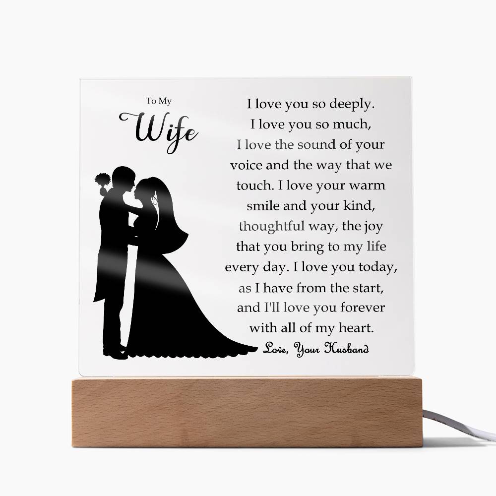 To My Wife | Square Acrylic Plaque | Love You Forever | Anniversary Gift | Present from Husband | Birthday | Sentimental For Her