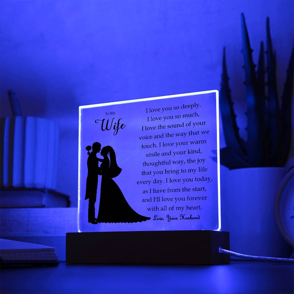 To My Wife | Square Acrylic Plaque | Love You Forever | Anniversary Gift | Present from Husband | Birthday | Sentimental For Her