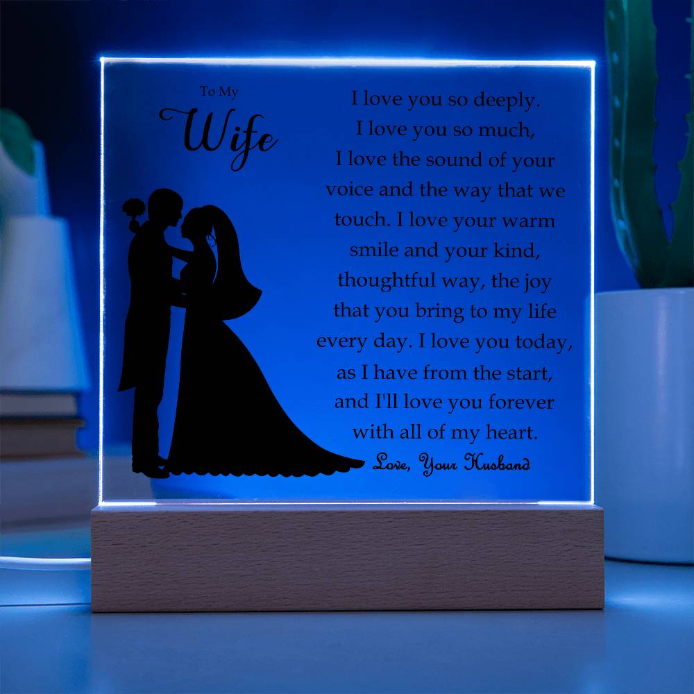 To My Wife | Square Acrylic Plaque | Love You Forever | Anniversary Gift | Present from Husband | Birthday | Sentimental For Her