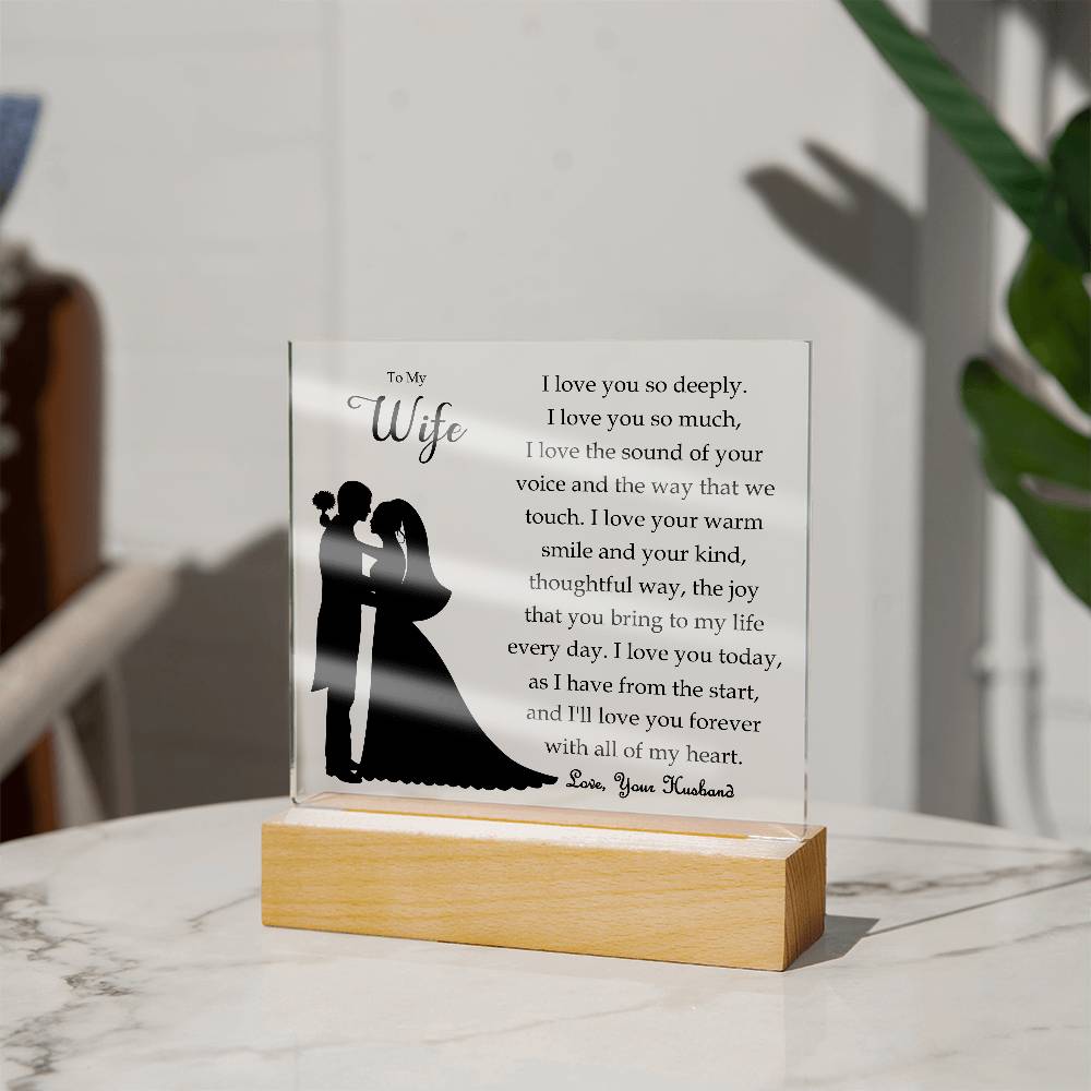 To My Wife | Square Acrylic Plaque | Love You Forever | Anniversary Gift | Present from Husband | Birthday | Sentimental For Her