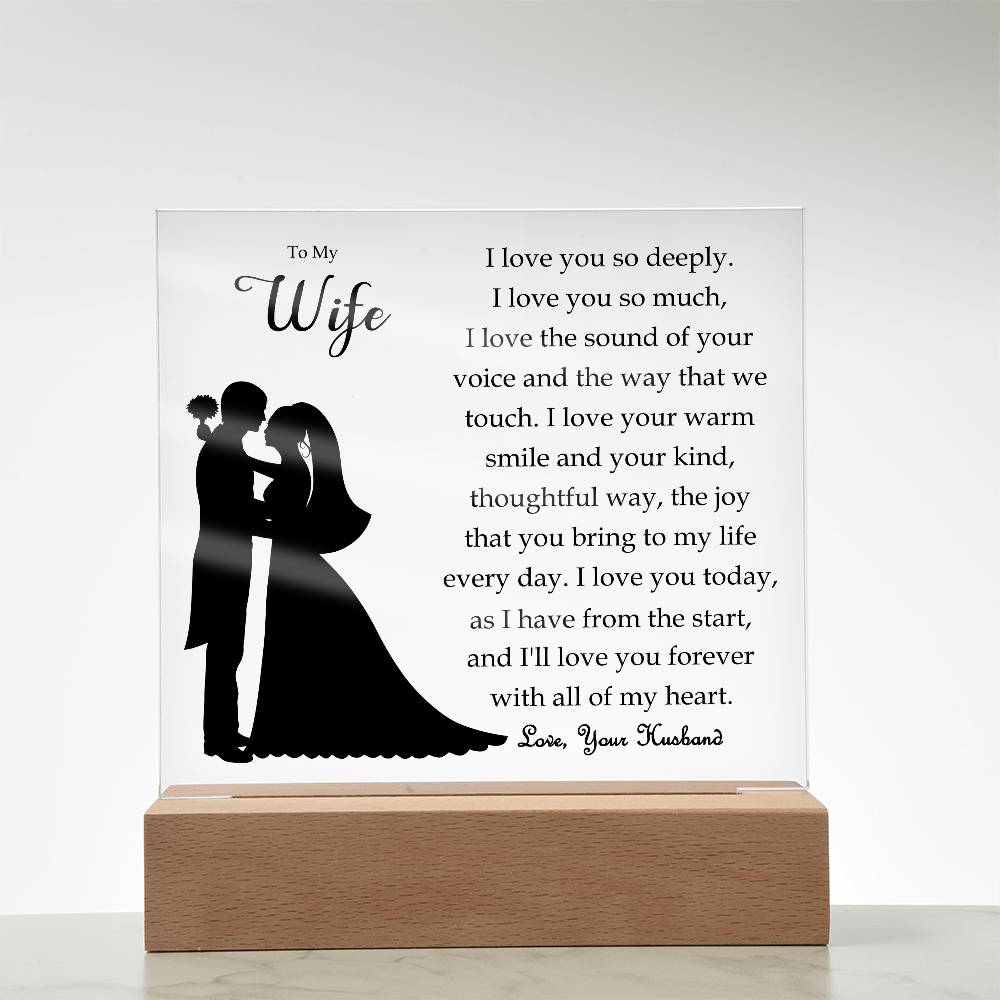 To My Wife | Square Acrylic Plaque | Love You Forever | Anniversary Gift | Present from Husband | Birthday | Sentimental For Her