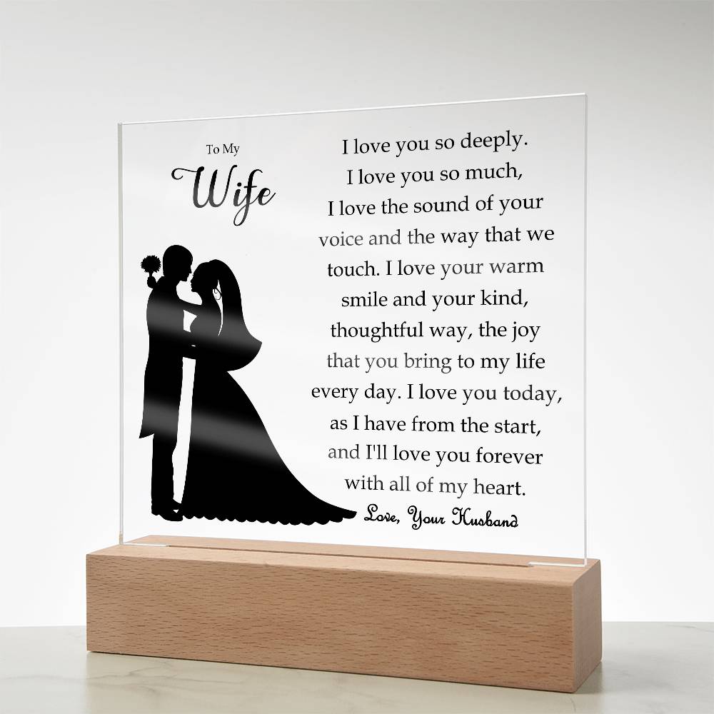 To My Wife | Square Acrylic Plaque | Love You Forever | Anniversary Gift | Present from Husband | Birthday | Sentimental For Her