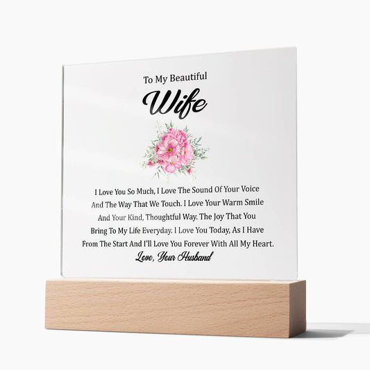 To My Wife | Square Acrylic Plaque | Heartfelt Gift for Wife | Square Acrylic Plaque | Personalized Birthday Gift | Anniversary Gift