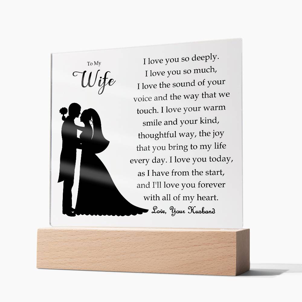 To My Wife | Square Acrylic Plaque | Love You Forever | Anniversary Gift | Present from Husband | Birthday | Sentimental For Her