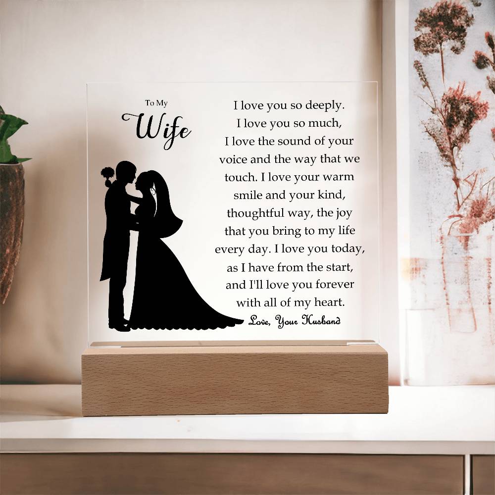 To My Wife | Square Acrylic Plaque | Love You Forever | Anniversary Gift | Present from Husband | Birthday | Sentimental For Her