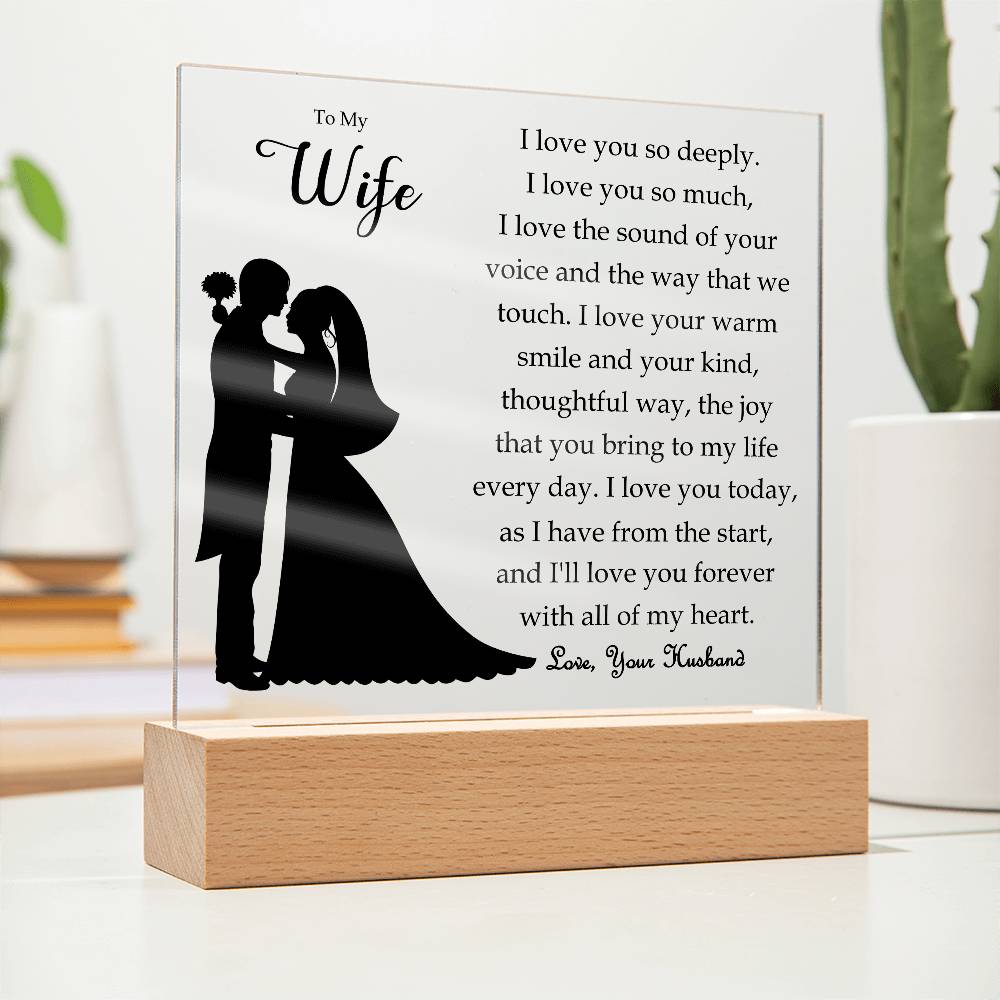 To My Wife | Square Acrylic Plaque | Love You Forever | Anniversary Gift | Present from Husband | Birthday | Sentimental For Her