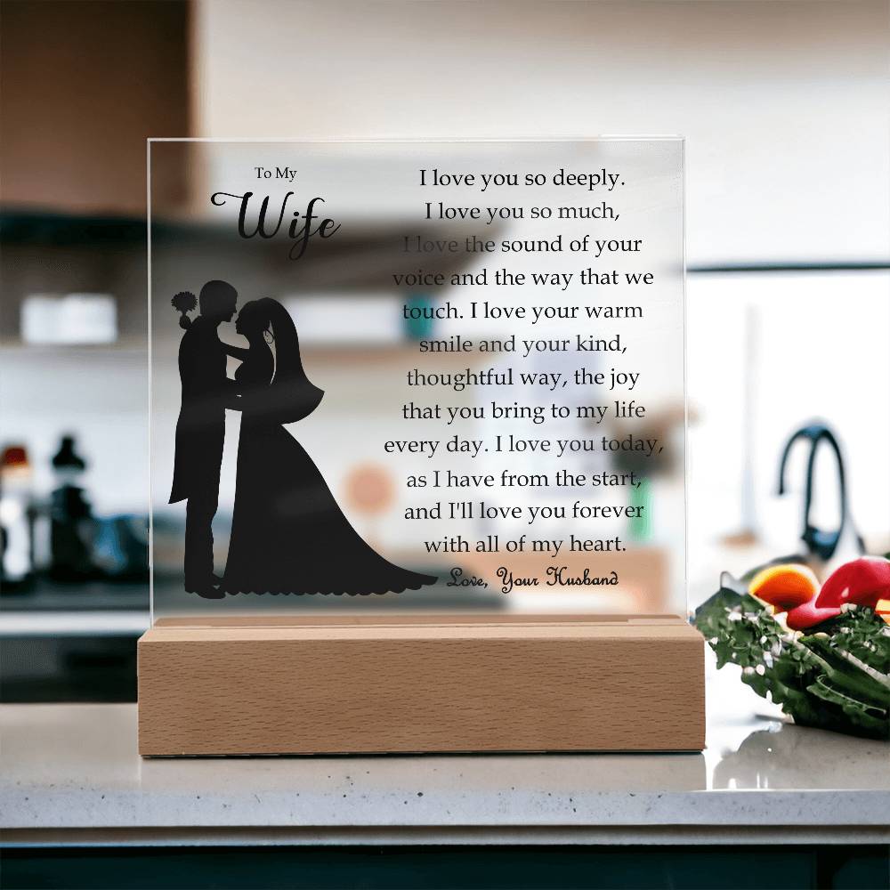 To My Wife | Square Acrylic Plaque | Love You Forever | Anniversary Gift | Present from Husband | Birthday | Sentimental For Her