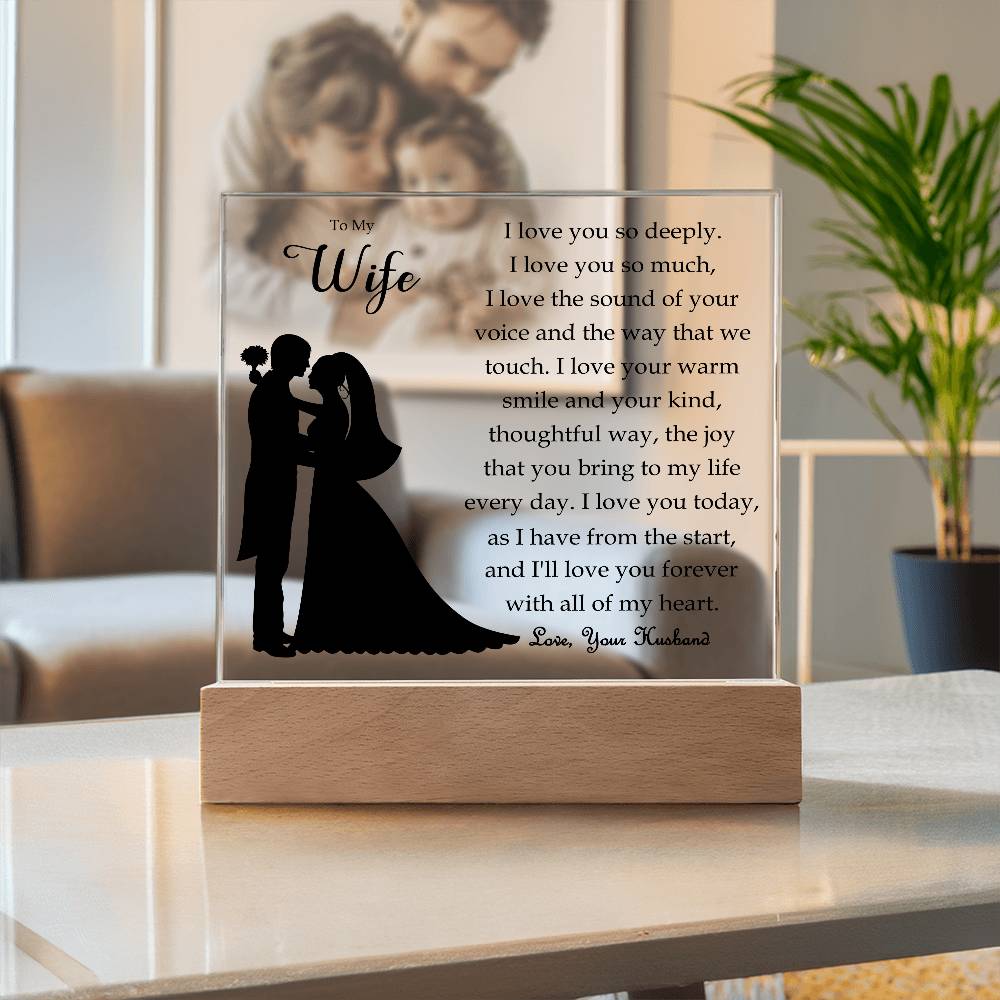 To My Wife | Square Acrylic Plaque | Love You Forever | Anniversary Gift | Present from Husband | Birthday | Sentimental For Her