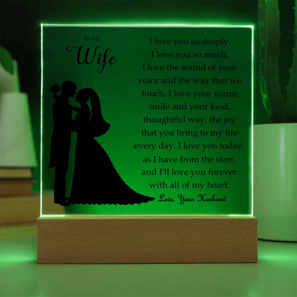 To My Wife | Square Acrylic Plaque | Love You Forever | Anniversary Gift | Present from Husband | Birthday | Sentimental For Her