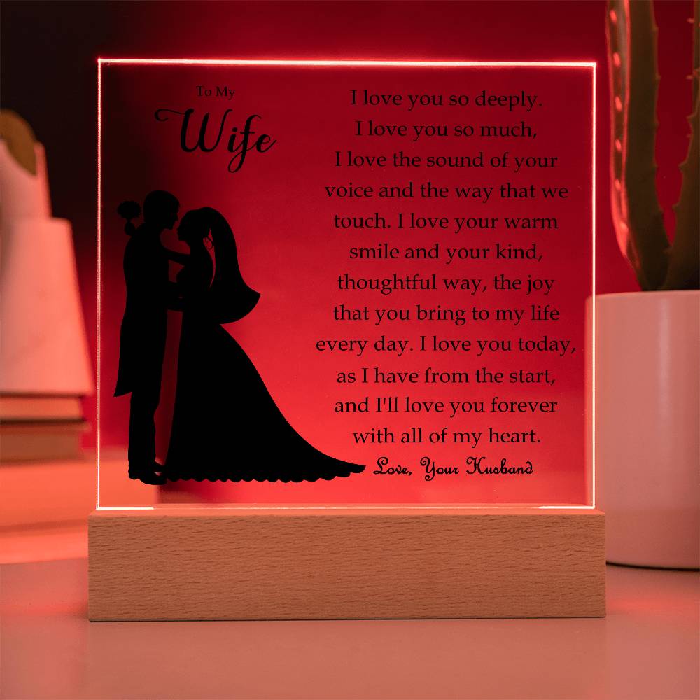 To My Wife | Square Acrylic Plaque | Love You Forever | Anniversary Gift | Present from Husband | Birthday | Sentimental For Her